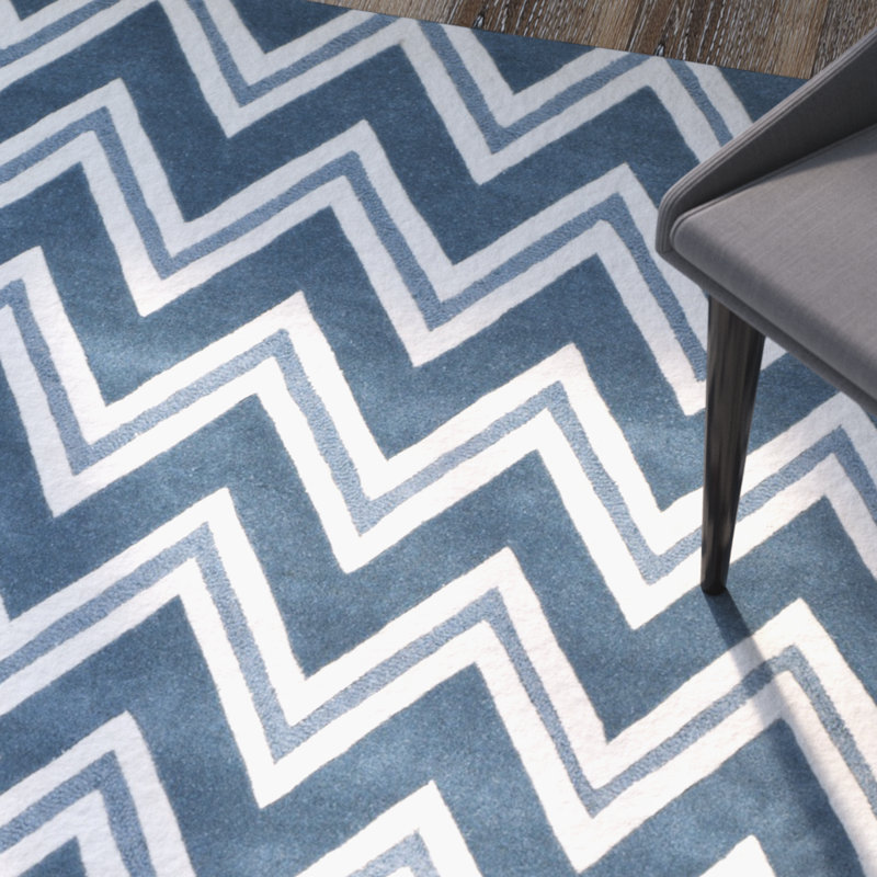 Sanyla Hand Tufted Wool Chevron Rug, Runner 2'6" x 8'