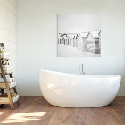 Toile grise pour salle de bain Beach Cabins | Art mural Home Decor