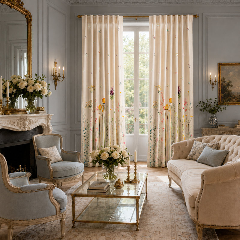 Maison d'Hermine Botanical Fresh 100% Cotton Set of 2 Curtain - 50" x 96", 50" W x 96" L