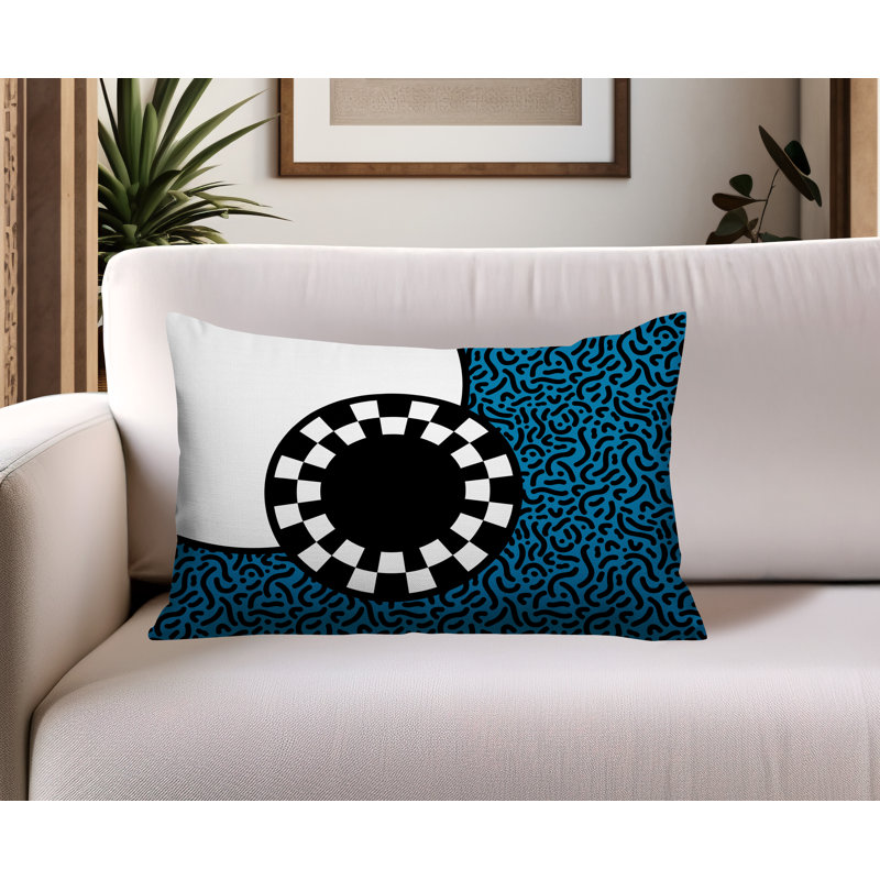 Coussin lombaire réversible Vibra Abstract, Rectangle H 18 po x l 25 po, Turquoise