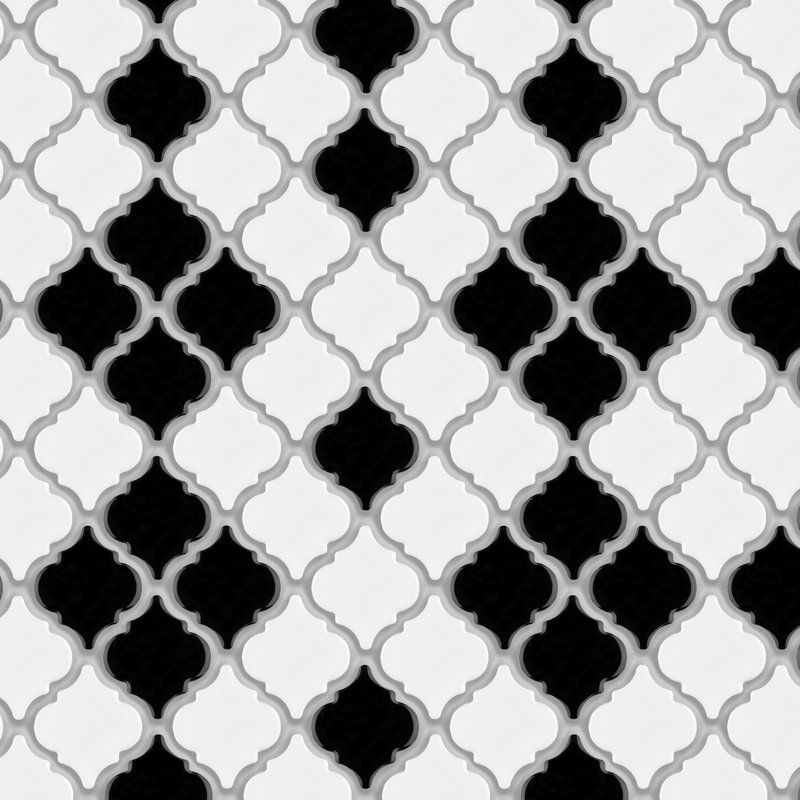 Hudson Tangier Black and White Mimos 12-3/8" x 12-3/8" Porcelain Mosaic Floor and Wall Tile