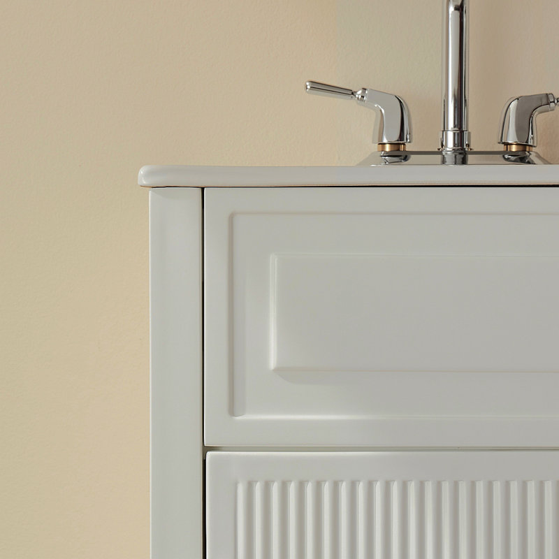 Meuble-lavabo simple autoportant de 18 po avec plateau entièrement assemblé, Blanc