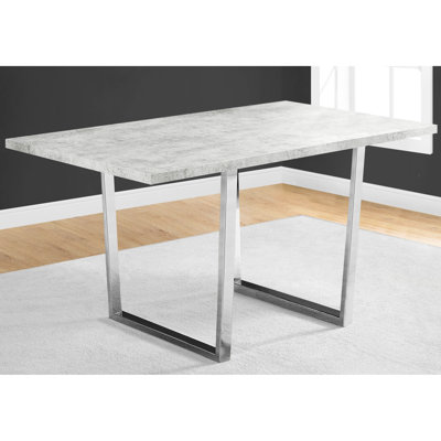 60" Rectangular Dining Room Table, Grey Laminate Finish, Metal Legs, Contemporary Design Laminate, For Kitchen Use