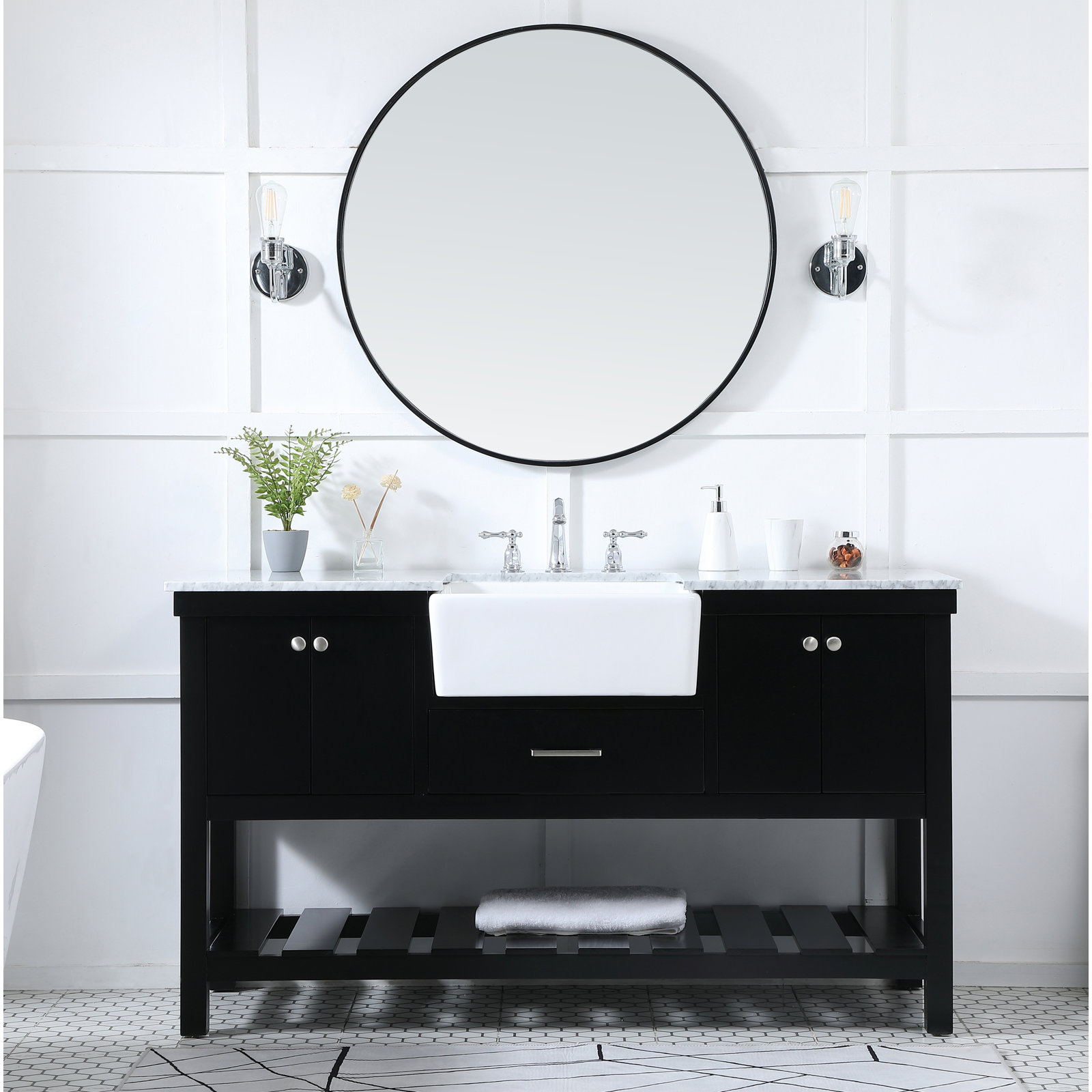 Pelaghia 60'' Single Bathroom Vanity, Black