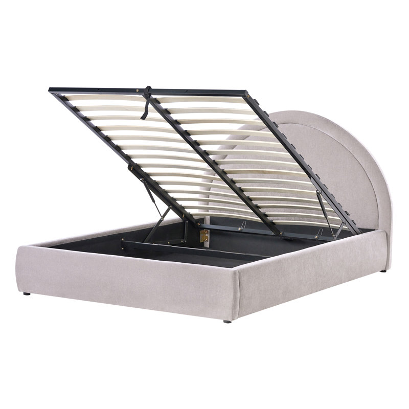 Upholstered Lift Up Storage Ottoman Bed, European Double (140 x 200 cm), Taupe