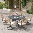 7-Pieces Patio Round Outdoor Dining Set With Swivel Rattan Armchair