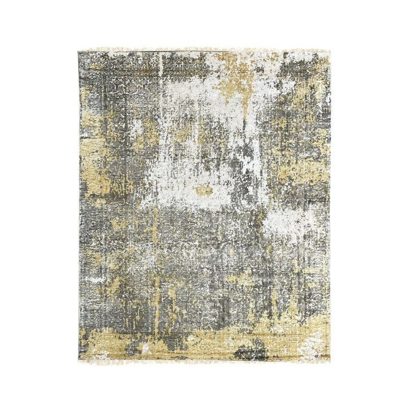 Tapis doré en laine noué à la main Adelmis