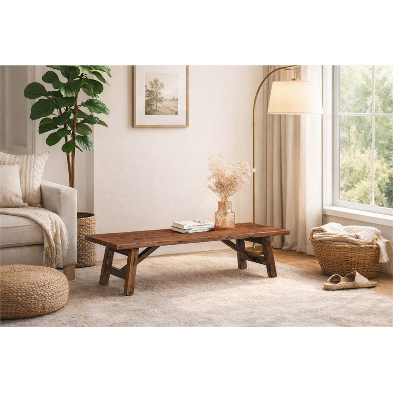 Table d'appoint contemporaine en bois d'acacia de couleur bois de châtaignier Pembrely Row