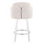 Tabouret de comptoir à hauteur fixe avec pivot en bois blanc et tissu crème avec repose-pieds rond chromé - ensemble de 2-574697599