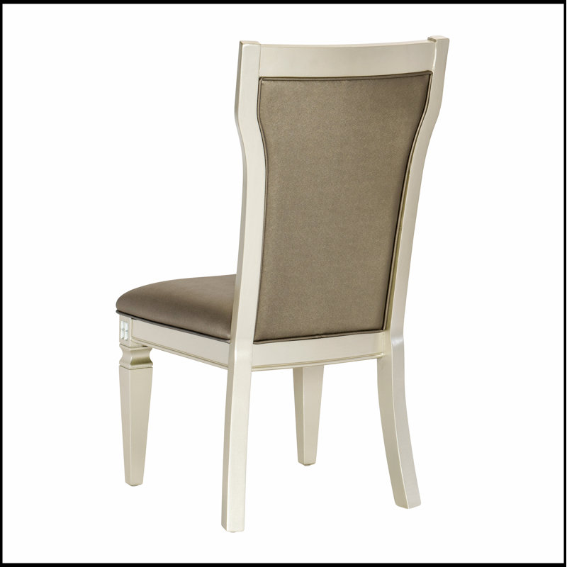 Ensemble de 2 chaises d'appoint rembourrées à dossier capitonné en cristal Glamour, finition champagne, pour 2 salles à manger élégantes