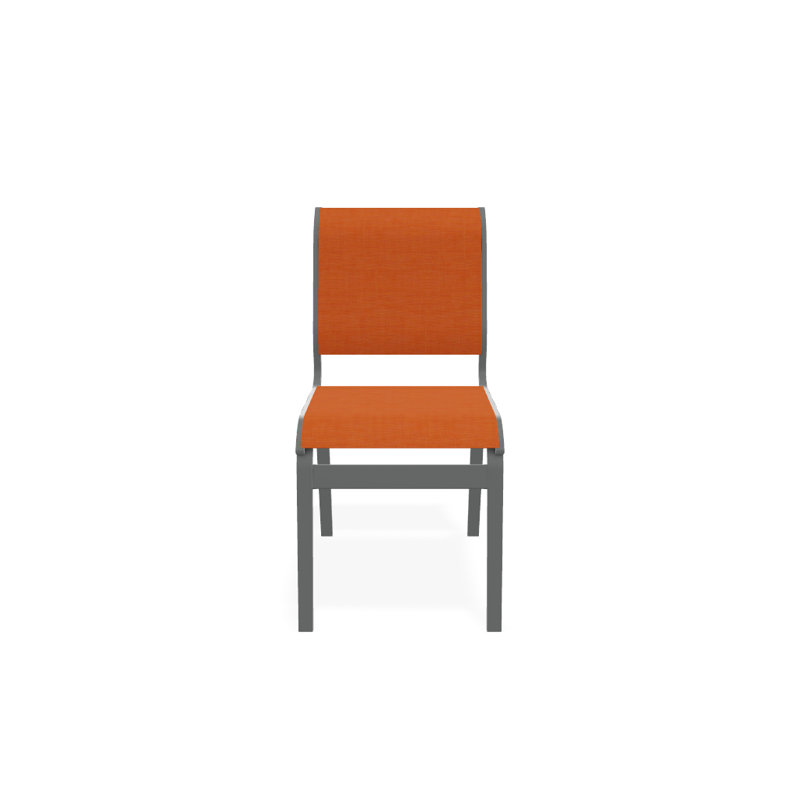 Chaise d'appoint de salle à manger Hiraku, Graphite texturé, Toile Sunbrella® tangerine