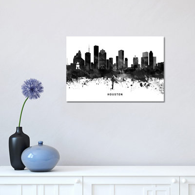 Houston Skyline Black & White by WallDecorAddict - Wrapped Canvas Print