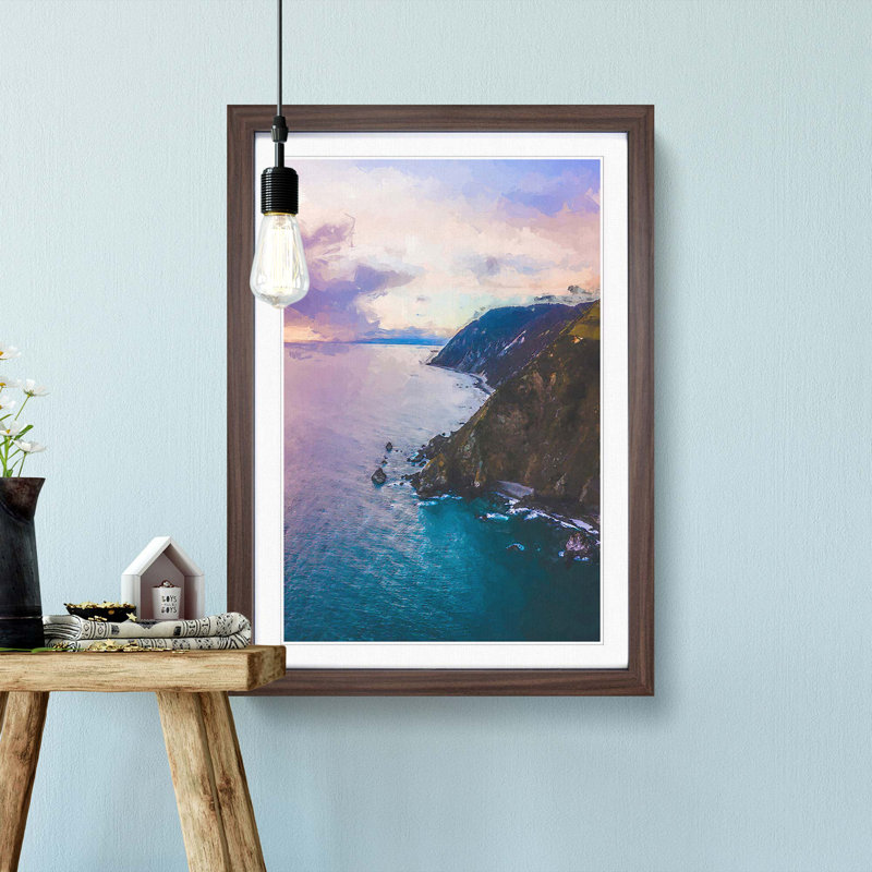 Cable Bay in New Zealand in Abstract - Picture Frame Graphic Art Print, Walnut Framed, 36cm H x 27cm W x 2cm D