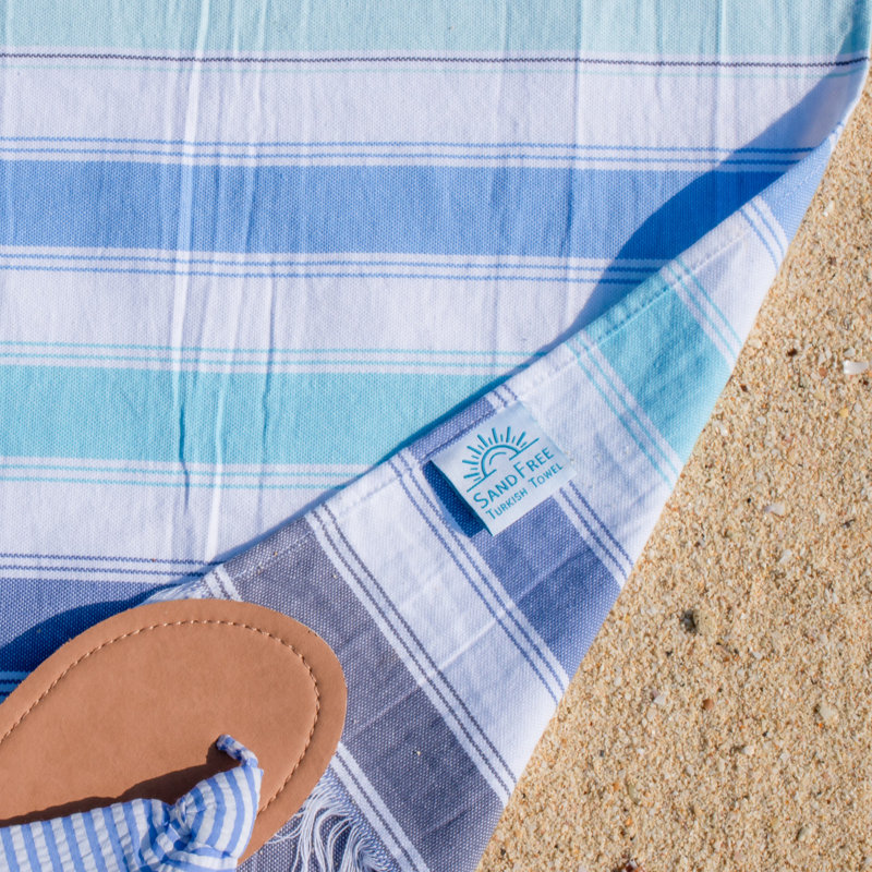 Cotton Beach Towel, Blue/Yellow/White