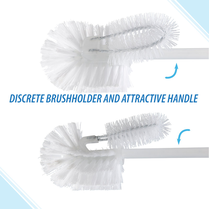 Clear Plastic Toilet Brush and Holder Set of 2