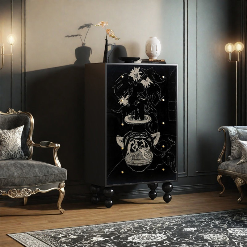 Solid Pine Wood Cabinet with Five Spacious Drawers