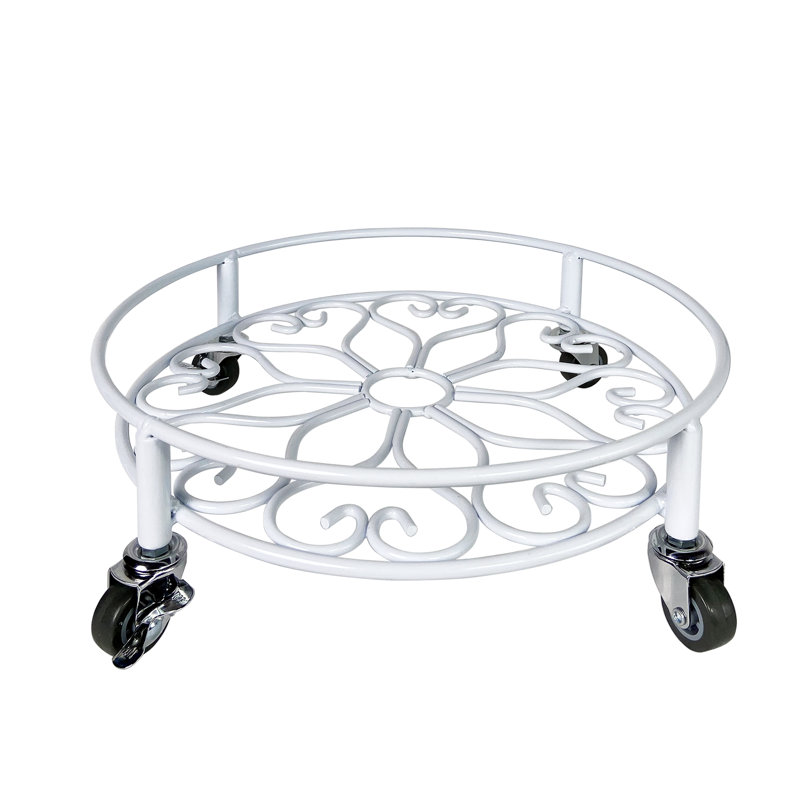 Plateau pour plante en métal Banush, Blanc, 14 po x 4,75 po