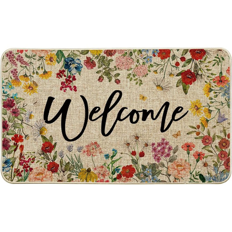 Paillasson Fleurs Lavande Daisy Welcome Spring, Home ...