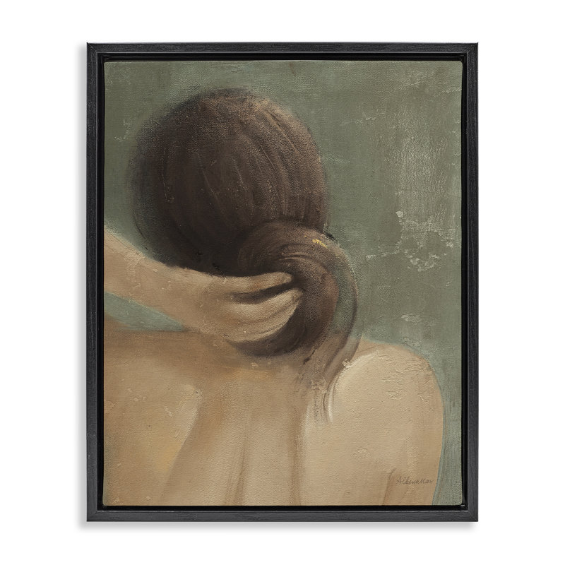 Art mural classique sur toile flottante, "Classic femme brune" par Albena Hristova, Cadre flottant noir de jais