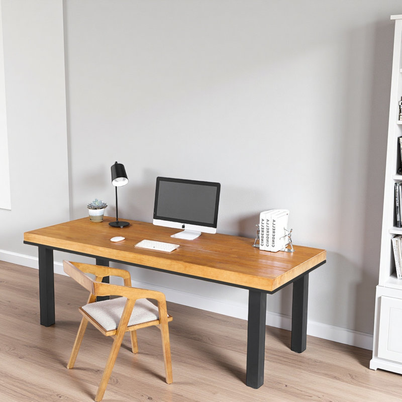 Bureau rectangulaire en bois massif épaissi, H 29,53 po x l 70,87 po x P 31,5 po