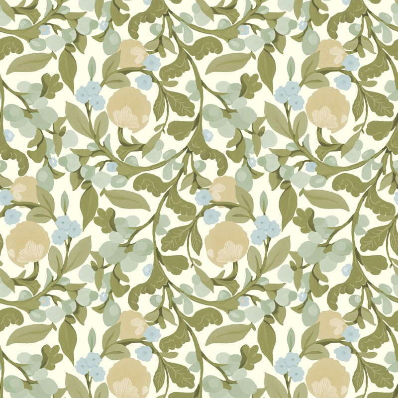 Budding Grove - Wallpaper, Vintage Linen, Faux Grasscloth
