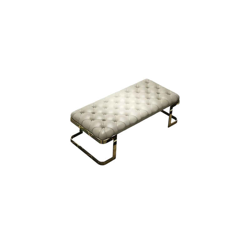 Banc rembourré en cuir, H 15,74 po x l 43,3 po x P 22,04 po