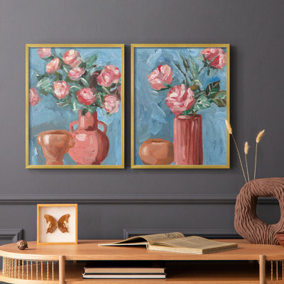 Impression encadrée Rosa Blooms I-Premium - prête à être accrochée - aucun clou requis - aucun clou requis
