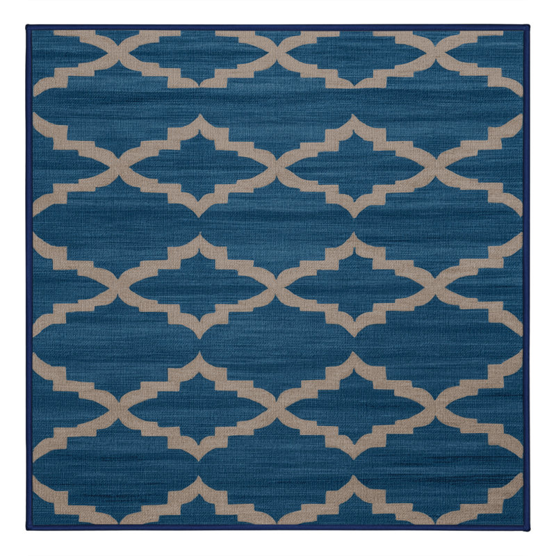 Tapis bleu en treillis lavable à la machine