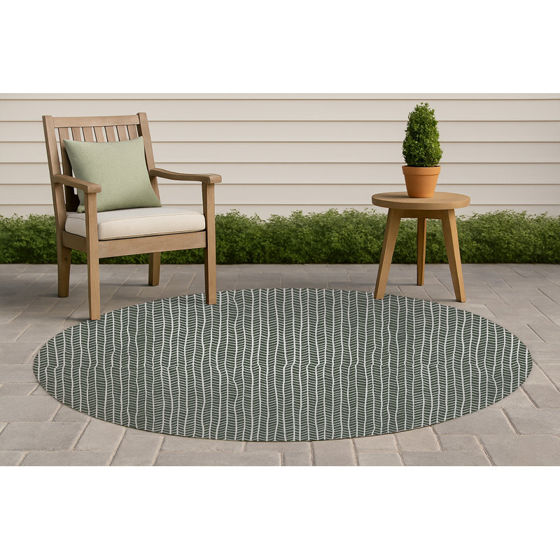 Tapis d'extérieur à motif de chevrons antidérapant, Rond 5 pi