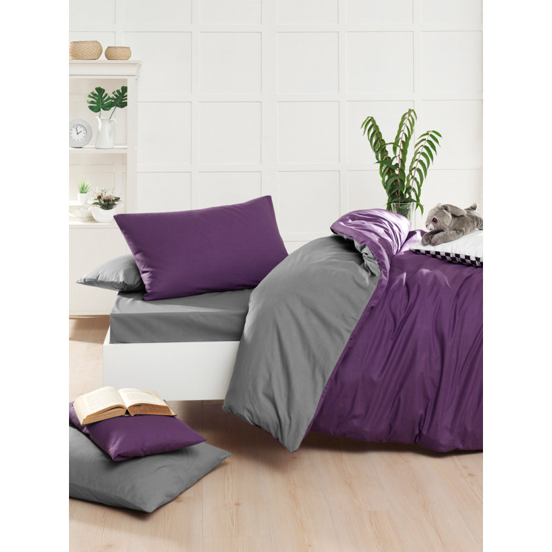 Zipcode Design Amaker Duvet Cover Set with Pillowcases, 155 x 220cm Duvet Cover + 1 Pillowcase (80 x 80), Yellow/Grey