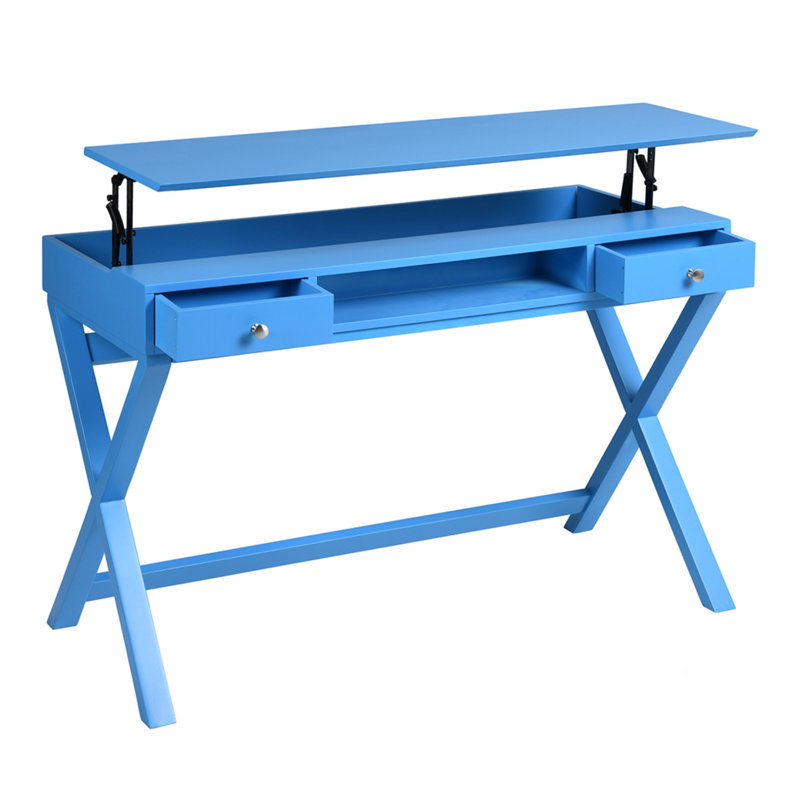 Bureau réglable Alleya avec plateau relevable, Bleu