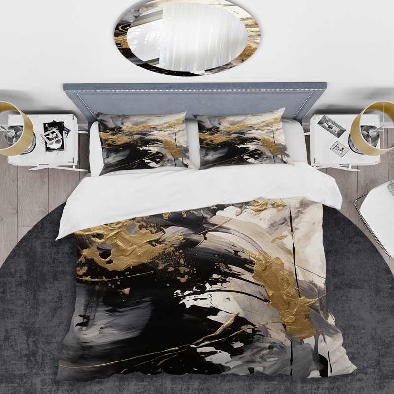 Ensemble de housse de couette en microfibre / polyester Gold and Grey Flusion Fusion IV Bedding