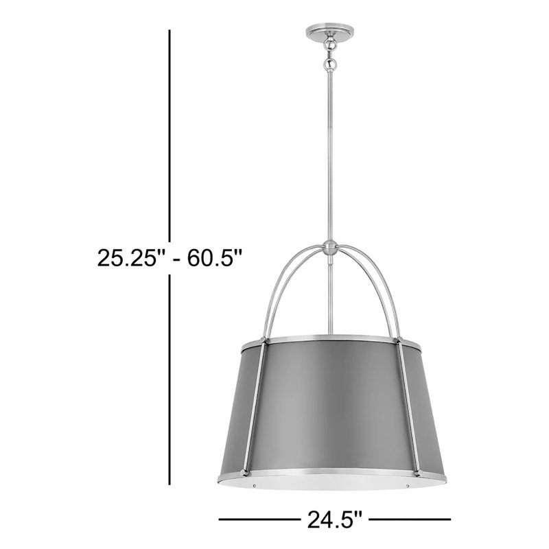 Clarke 4 - Light Shaded Geometric Chandelier, Polished Nickel