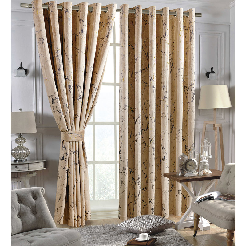 Delyth Blackout Curtain Pair, Beige, Width 168 x Drop 229cm