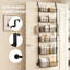 6 Tier Over Door Pantry Organiser, Black Metal Hanging Basket Rack, Anti-Swing Storage Unit for Cupboard & Laundry Room