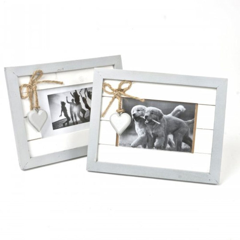 Cadre photo en bois avec coeur Pio