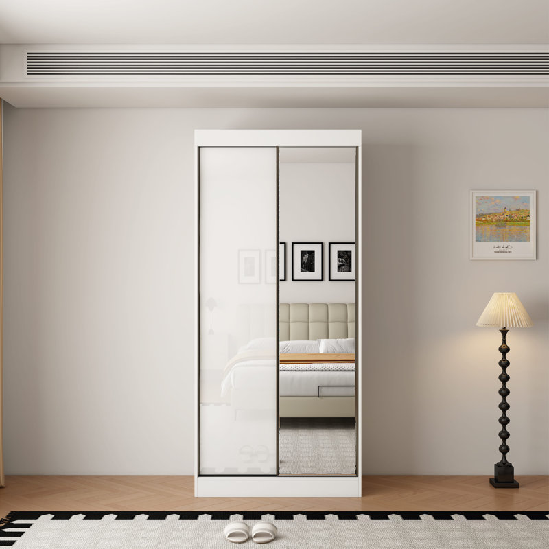2 Door Manufactured Wood Wardrobe, 220cm H x 100cm W x 62cm D