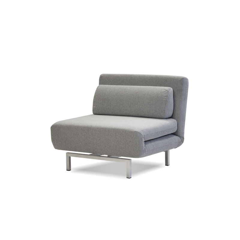Iso Upholstered Swivel Chair-Bed, Gray, Silver