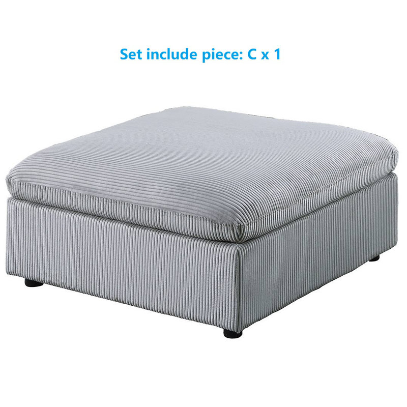 Canapé modulaire 6 pièces Ashvik, Velours côtelé gris pâle