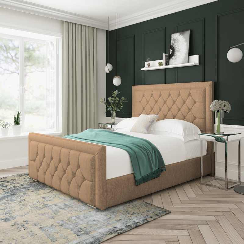 Upholstered Bed, Double (4'6), Mink