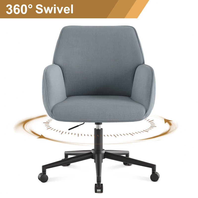 Modern Velvet Task Chair with Wood Frame and Back, Gray