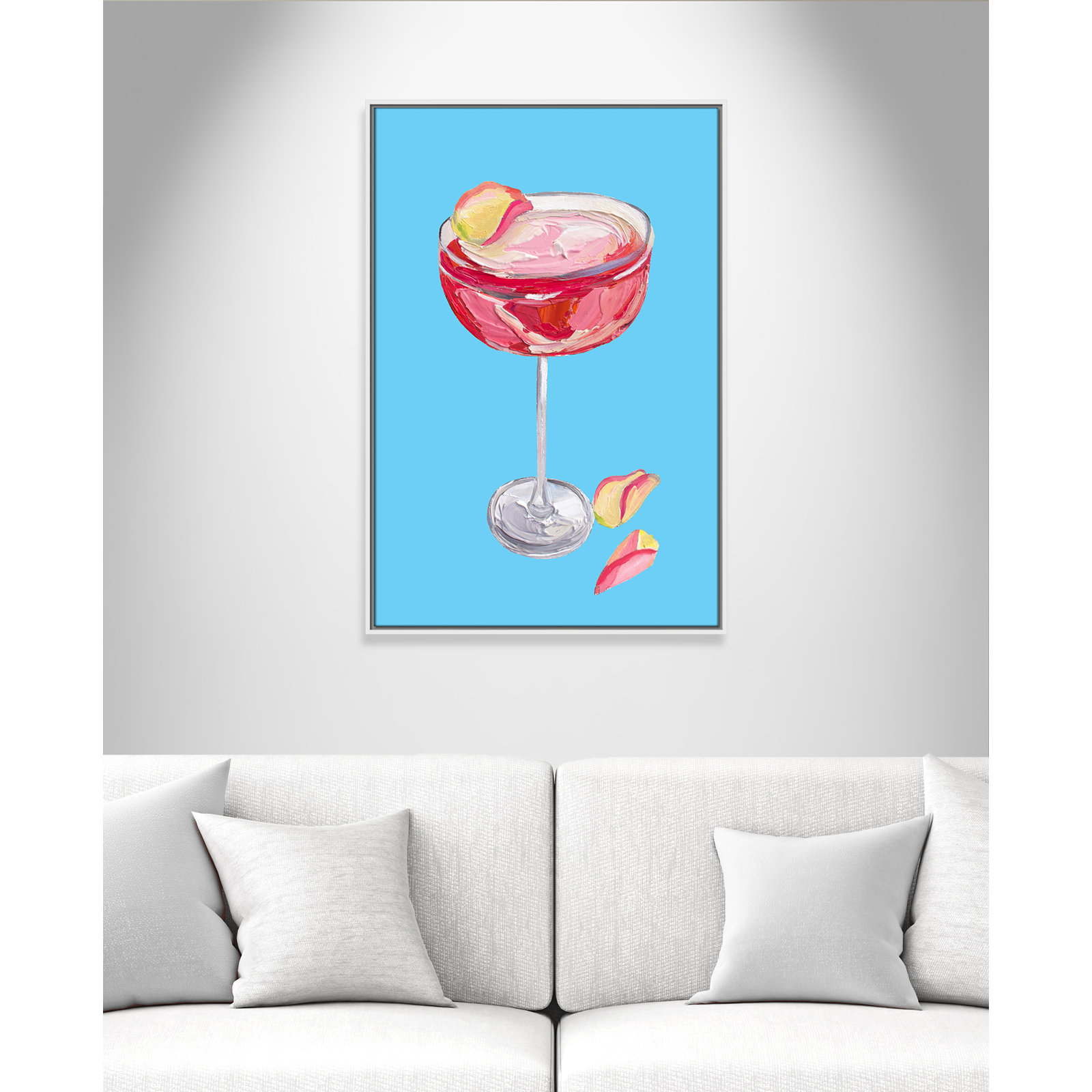 Sparkling Rose Gin Cocktail Print by Straker, 37.5" H x 25.5" W, White Floater