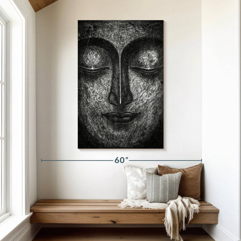 Visage de Bouddha Adella BW, H 48 po x l 32 po