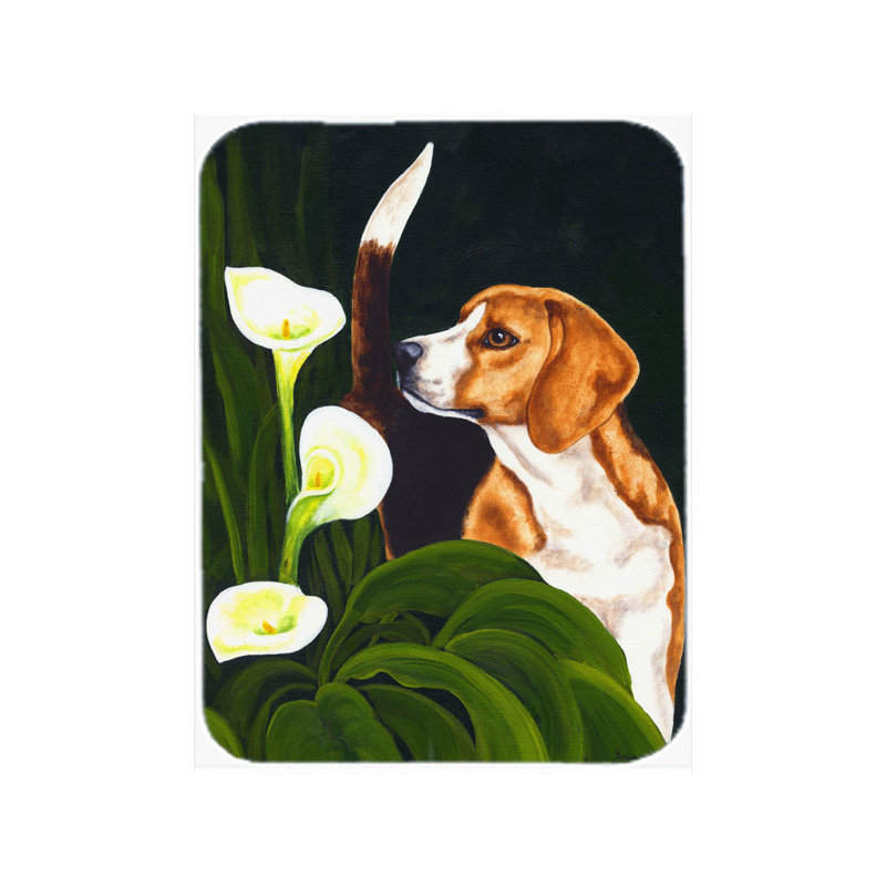 Caroline's Treasures Beagle Lillies Glass Cutting Board