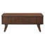 Table basse rectangulaire avec rangement à finition noyer et 2 portes tambour en bois avec tablettes fixes