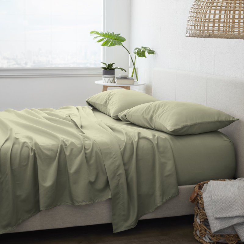 Simply Soft Brushed Microfiber Solid 6 Piece Sheet Set, Sage, Twin Sheet Set + 1 Fitted Sheet + 1 Pillowcase