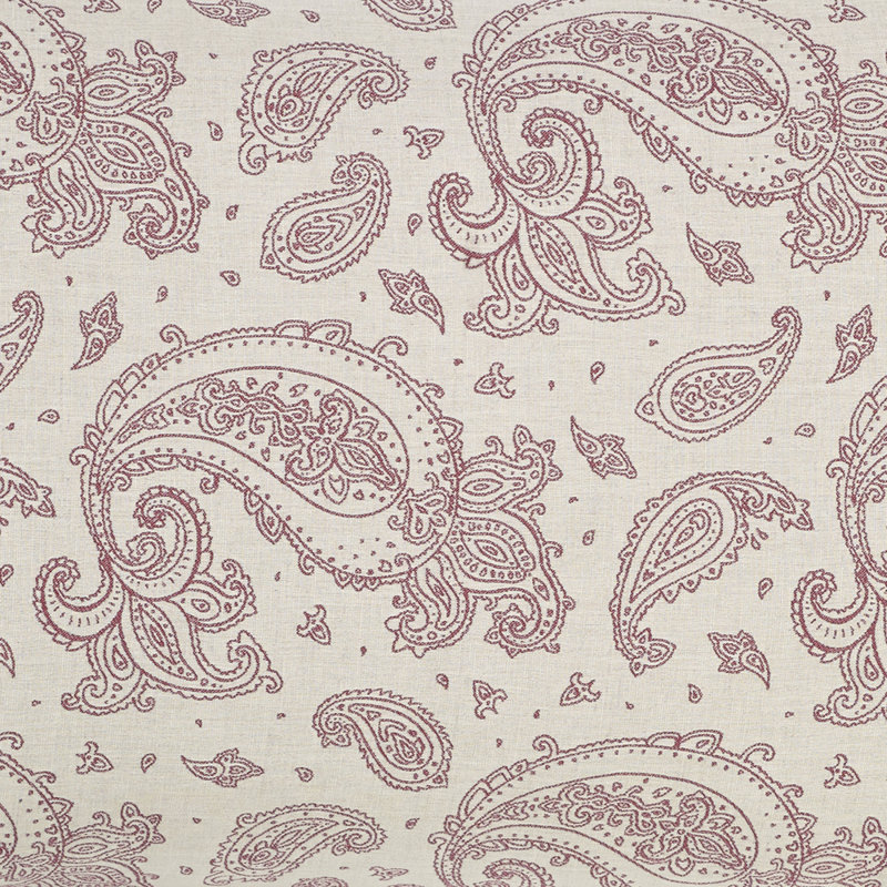 Kensington Linen Pillow Sham with Red Paisley Pattern Design, King