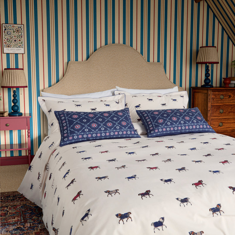 Dressage Horses Cotton Duvet Cover Set, Super King Duvet Cover + 2 Pillowcases