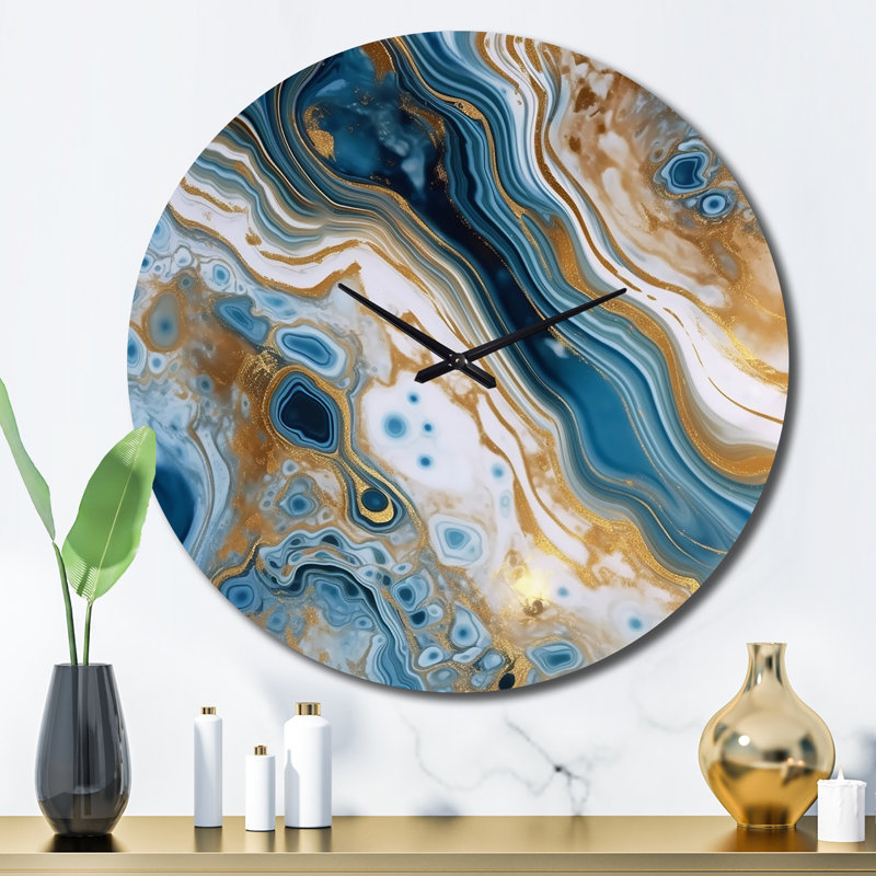Horloge murale bleue et blanche, Grand