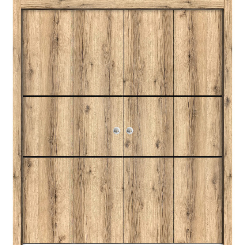 Porte de grange en bois massif massif, 96 po x 84 po, Chêne
